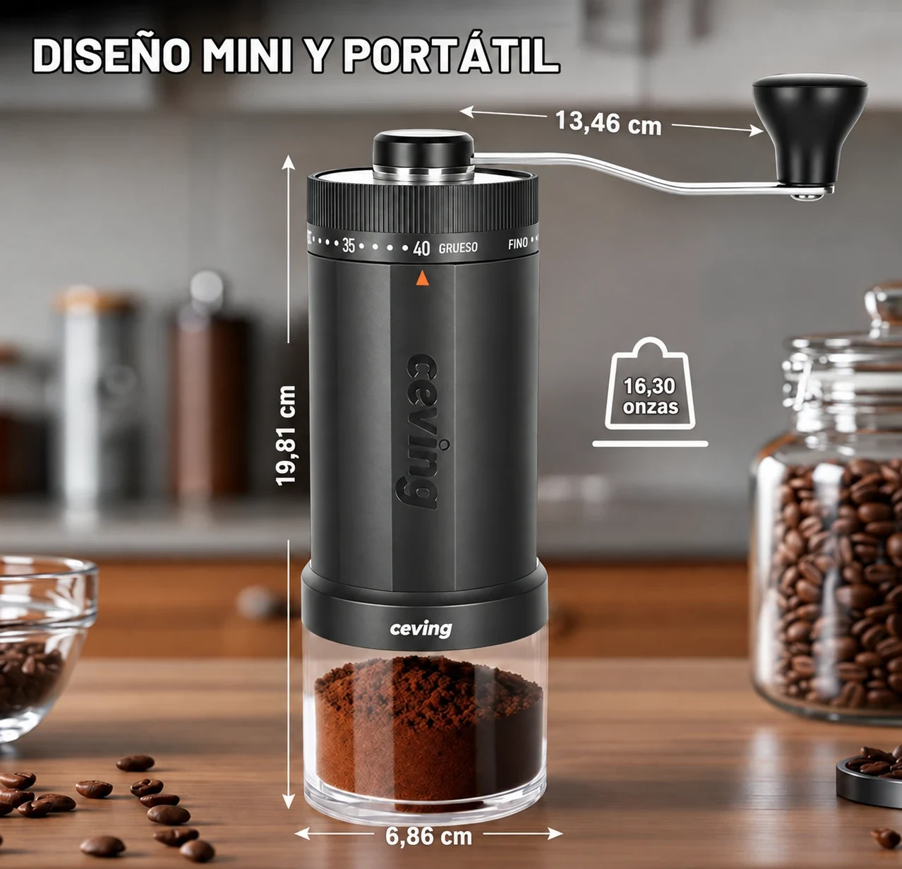Molino Manual de Café – 40 Ajustes | Muelas Cerámicas
